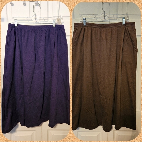 #101 Lands End Knit Elastic Waistband Skirts/various colors - Picture 1 of 5